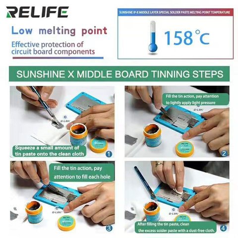BGA паста RELIFE SP-X, Sn 42%, Bi 58%, 158 °C, 50 г Превью 5