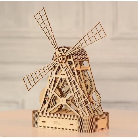 Деревянный механический 3D-пазл Wooden.City Мельница Превью 8