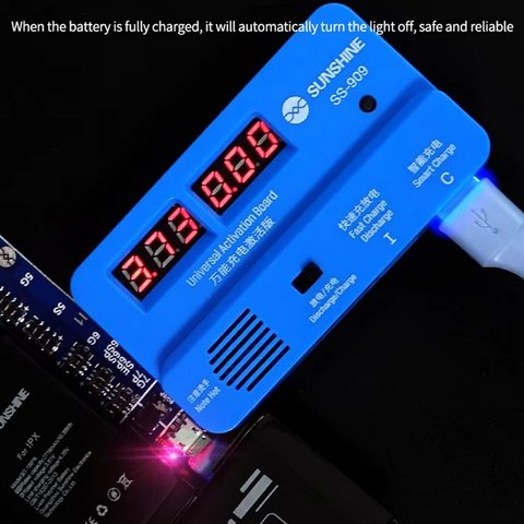 Cable para activar batería Sunshine SS-909, con indicador digital de carga, circuito de activación de batería, iphone 6 - 15 pro Max/ Android/ ipad Vista previa  4