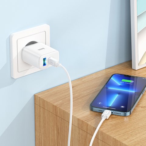 Adaptador de red Hoco C105A, 20 W, Power Delivery (PD), blanco, 2 puertos, #6931474782946 Vista previa  2