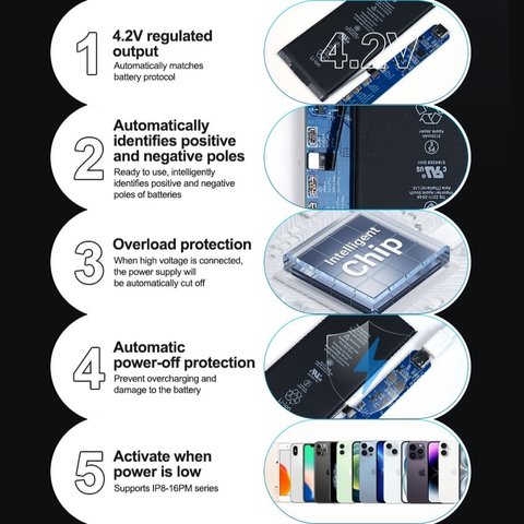 Тест-кабель питания c платой запуска батареи Sunshine SS-903 SE для Apple iPhone 11, iPhone 11 Pro, iPhone 11 Pro Max, iPhone 12, iPhone 12 mini, iPhone 12 Pro, iPhone 12 Pro Max, iPhone 13, iPhone 13 mini, iPhone 13 Pro, iPhone 13 Pro Max, iPhone 14, iPhone 14 Plus, iPhone 14 Pro, iPhone 14 Pro Max, iPhone 15, iPhone 15 Plus, iPhone 15 Pro, iPhone 15 Pro Max, iPhone 16, iPhone 16 Plus, iPhone 16 Pro, iPhone 16 Pro Max, iPhone 8, iPhone 8 Plus, iPhone SE, iPhone SE 2020, iPhone X, iPhone XR, iPhone XS, iPhone XS Max Превью 3