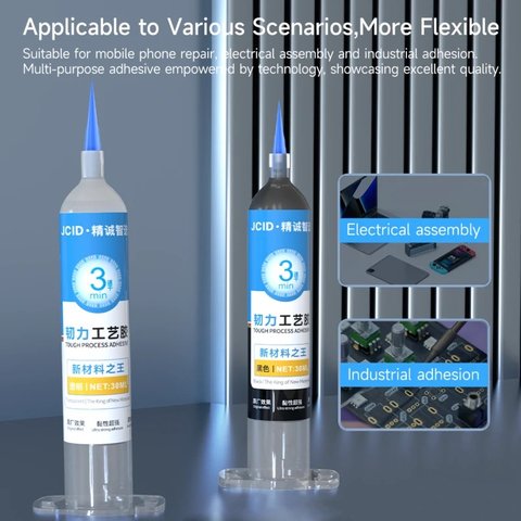 Клей JCID TP-010B, поліуретановий, чорний, швидковисихаючий, для приклеювання задніх кришок, для дисплейних рамок, 10 мл Прев'ю 2