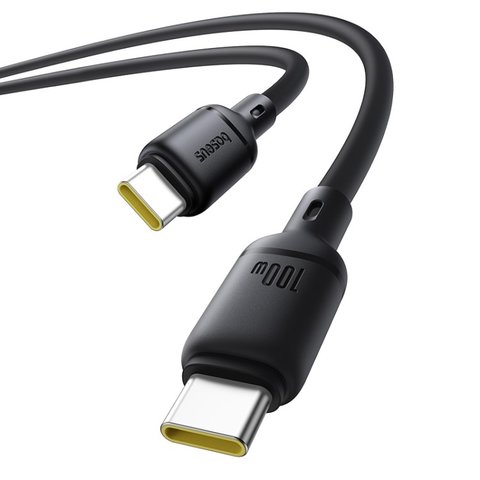 USB кабель Baseus Silky, 2xUSB тип-C, 100 см, 100 Вт, чорний, силіконовий, #P10377704113-00 Прев'ю 2