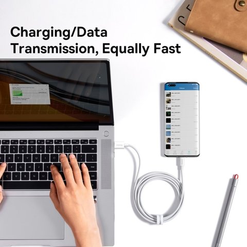 USB кабель Baseus Superior, USB тип-C, USB тип-A, 150 см, 100 Вт, білий, #P10320102214-02 Прев'ю 2