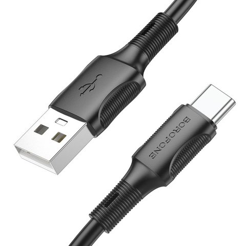 USB кабель Borofone BX80, USB тип-C, USB тип-A, 100 см, 3 A, черный, #6974443385229 Превью 2